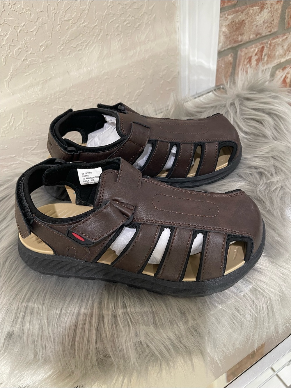 Men's Brown Fisherman Sandals with Adjustable Strap